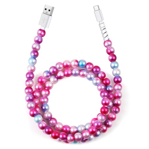 Aolcev USB C Charging Cable - 3.3FT Cute Beaded Design | 66W Fast Charger for iPhone 17/16/15 Pro Max & Galaxy S25