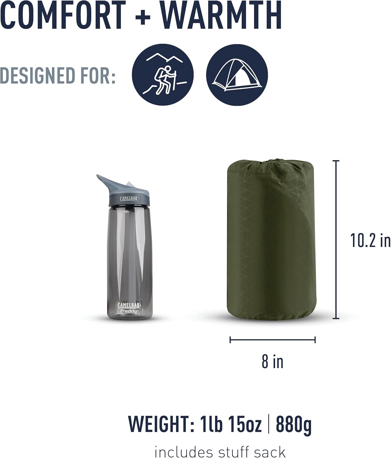 Sea to Summit Camp Plus Self-Inflating Sleeping Mat - Tapered Foam Design, Regular Size (72 x 20 x 3 inches)