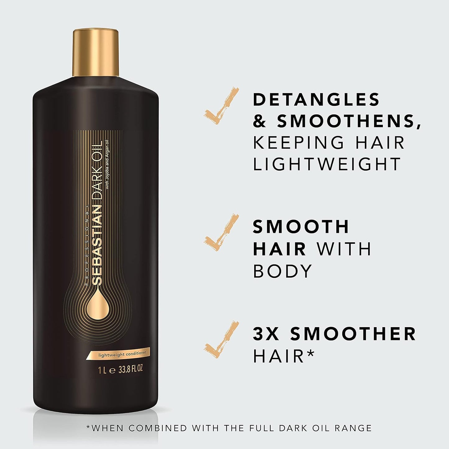 Sebastian Professional Dark Oil Shampoo & Conditioner Set - Lightweight, Infused With Jojoba & Argan Oil | 1 Liter