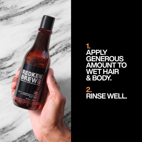 Redken Brews 3-In-1 Men's Shampoo | Multi-Purpose Hair & Body Cleanser - Hydrates & Moisturizes
