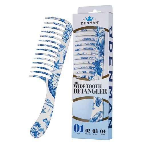 Denman D28 Wide Tooth Detangling Comb - Curved Pin For Detangling, Curl Defining, Smoothing - Wet Comb For All Hair Types, Women and Men