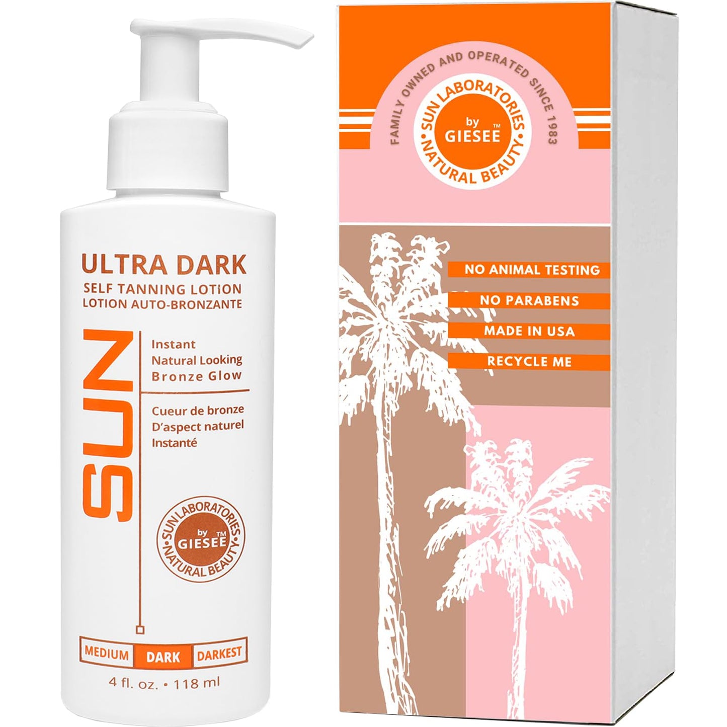 Sun Laboratories Ultra Dark Self Tanning Lotion 4 oz - Organic Formula for Long-Lasting Dark Tones