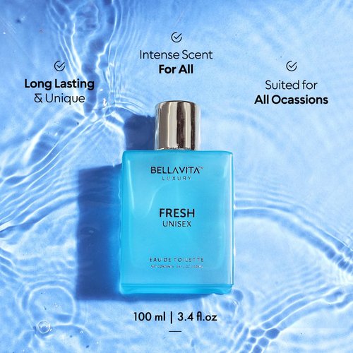 Bellavita Luxury FRESH Eau de Toilette | 100 ml (3.4 fl.oz.) | Perfume for Men and Women | Fresh, Sweet Almond, Lavender, Ylang-Ylang Notes | Long Lasting Unisex Fragrance