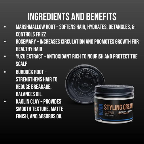 GIBS Ultra Styling Cream - Strong Hold & Flexible Finish for All Hair Types | 4 oz