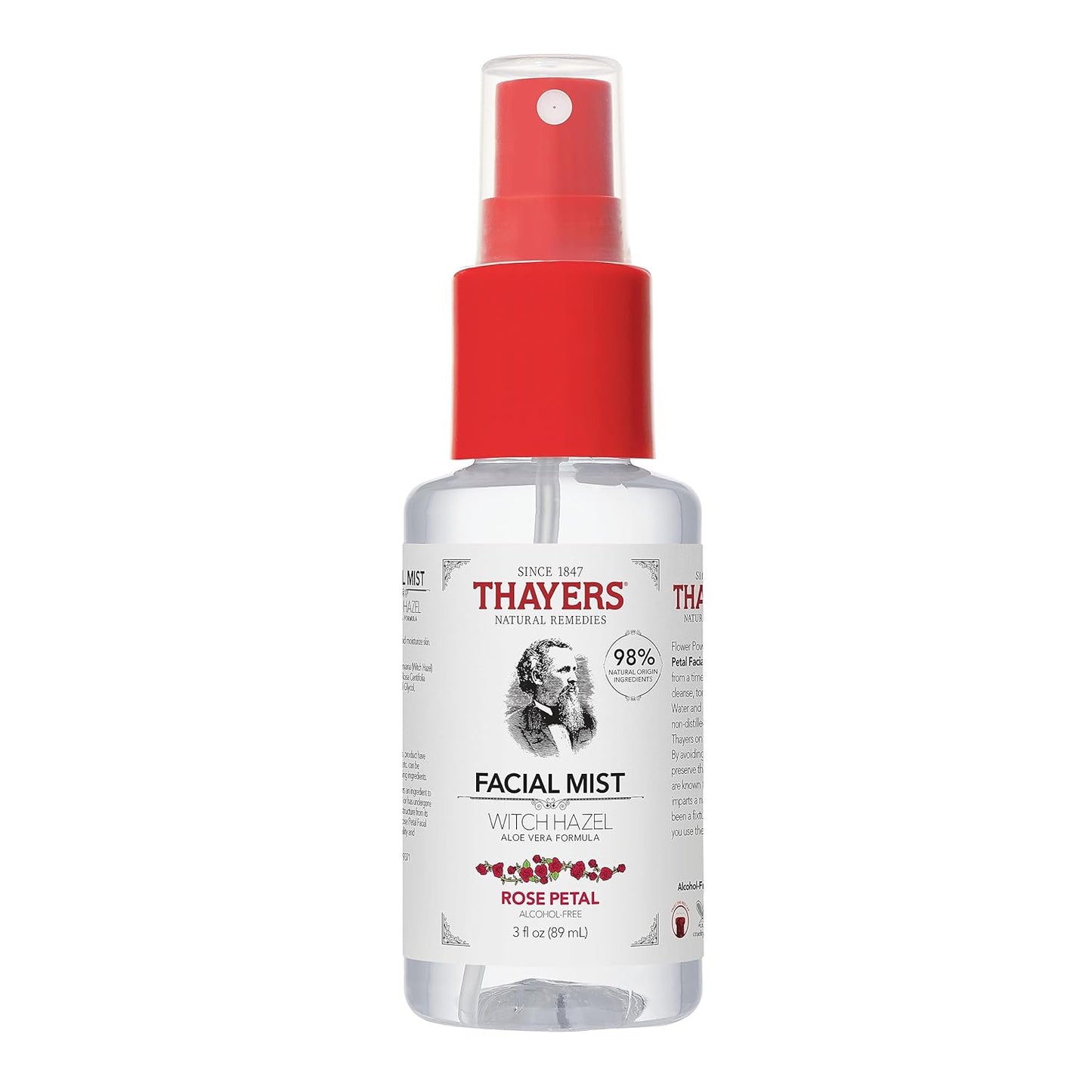 Thayers Witch Hazel Facial Mist Toner - Alcohol-Free, Soothing Aloe Vera & Rose Petal | 3 oz Trial Size