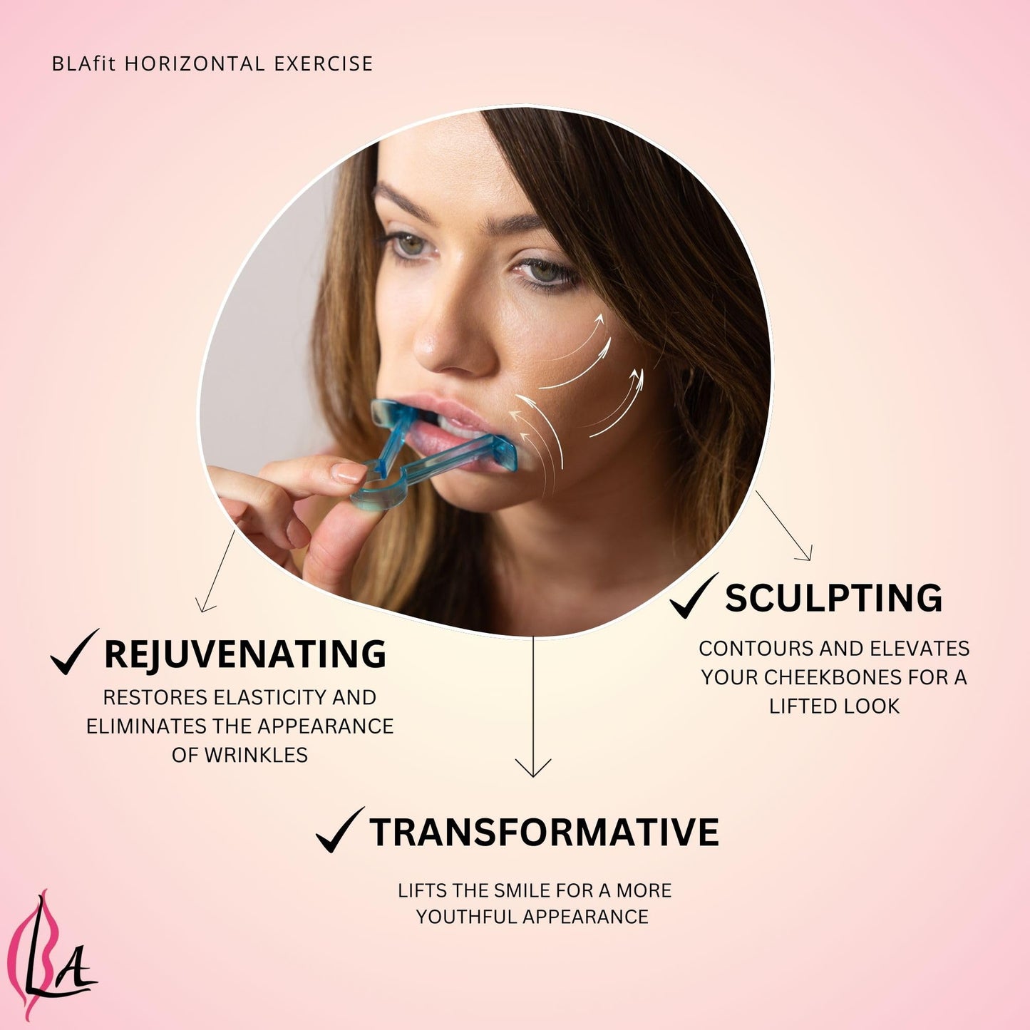 Lip Plumper Device | Non-Invasive Lip Plumping Device, Pain-Free | 60-Second Daily Exercise for Fuller Lips, Defined Jawline & Firmer Skin, MADE IN USA (Peachy Pink)