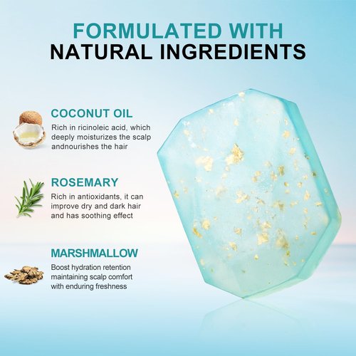 BOLI Rosemary Shampoo Bar - Strengthening & Thickening Solid Soap for All Hair Types | Blue-Green