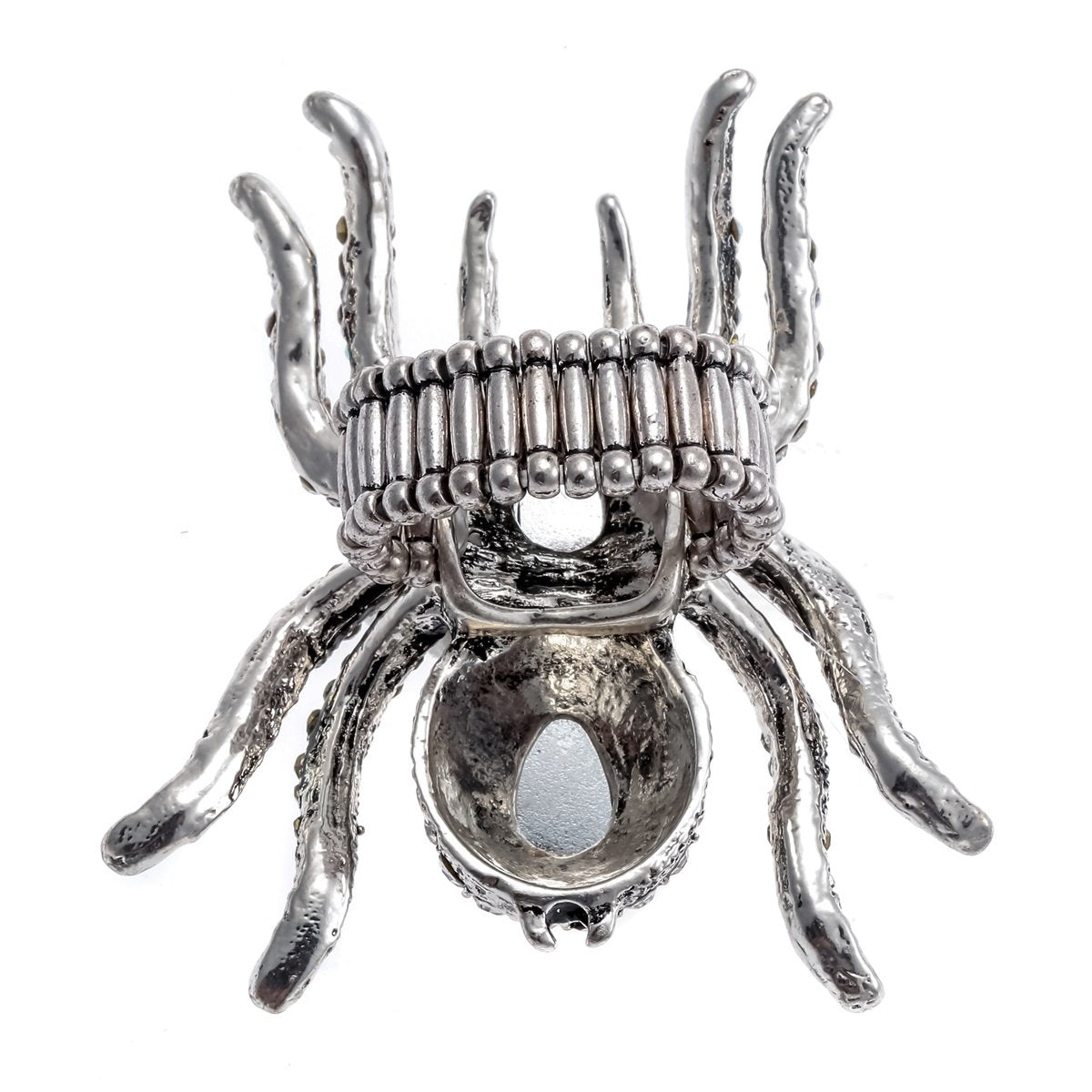 YACQ Women's Spider Stretch Rings Fit Finger Size 6.5 To 9 - Elastic Soft Band Perfect for Arthritis - Silk Scarf Holders - Lead & Nickle Free - 2-1/4 x 2-1/4 Inches - Halloween Costume Accessories