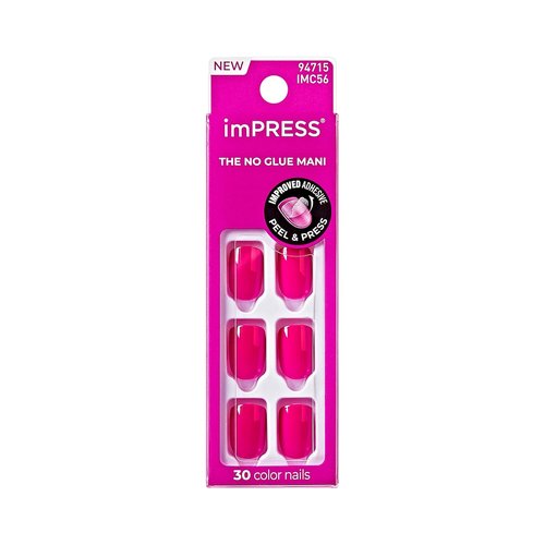 Kiss Impress No Glue Mani Press On Nails - 'All Smiles' Pink Squoval Short Size | 30 Nails & Accessories Included