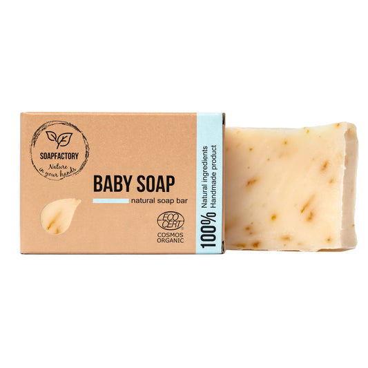 SoapFactory Organic Baby Soap Bar with Calendula, 100% Natural Certified, perfect for Sensitive Skin, Vegan, Cruelty Free, Handmade, 3.88 ounce
