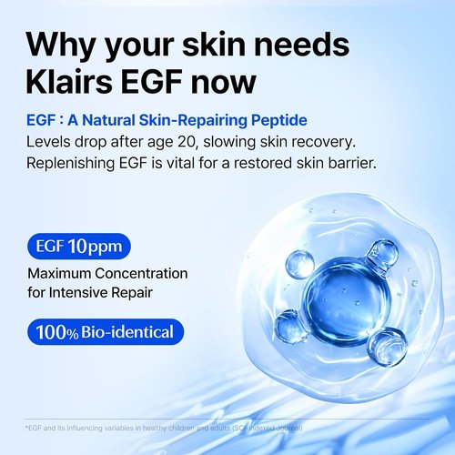 DearKlairs EGF Serum - Blue Youth Activating Drops for Sensitive Skin | Barrier Repair & Post-Blemish Care, 1.69 Fl Oz