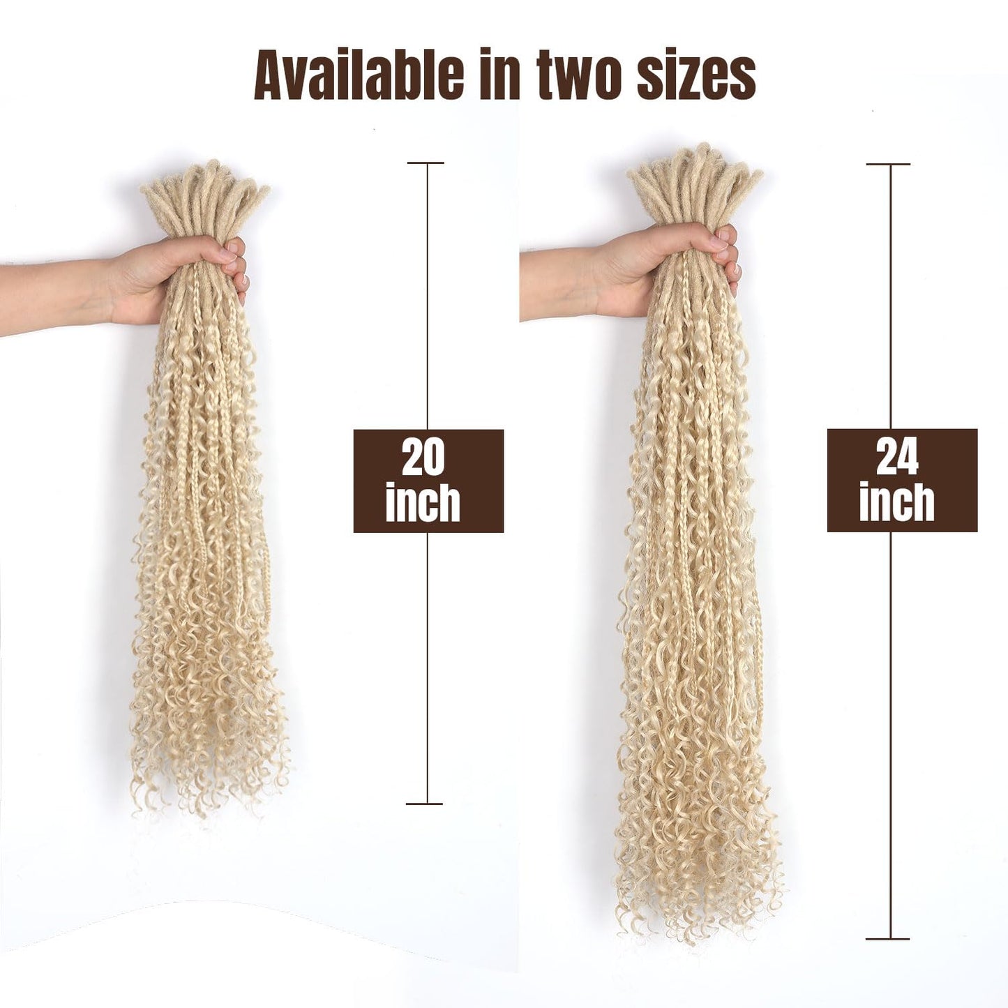 WIGNEE 20 Inches 20 Strands Double Ended Dreadlock Extensions Boho Curly Braid in Boho Dreadlock Extensions Synthetic Double Ended Dreadlock Extensions for White Women (20 Inch, 613)