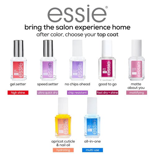 Essie Nail Care Gel Setter Top Coat - 8-Free Vegan Formula for Gel-Like Finish | 0.46 Fl Oz