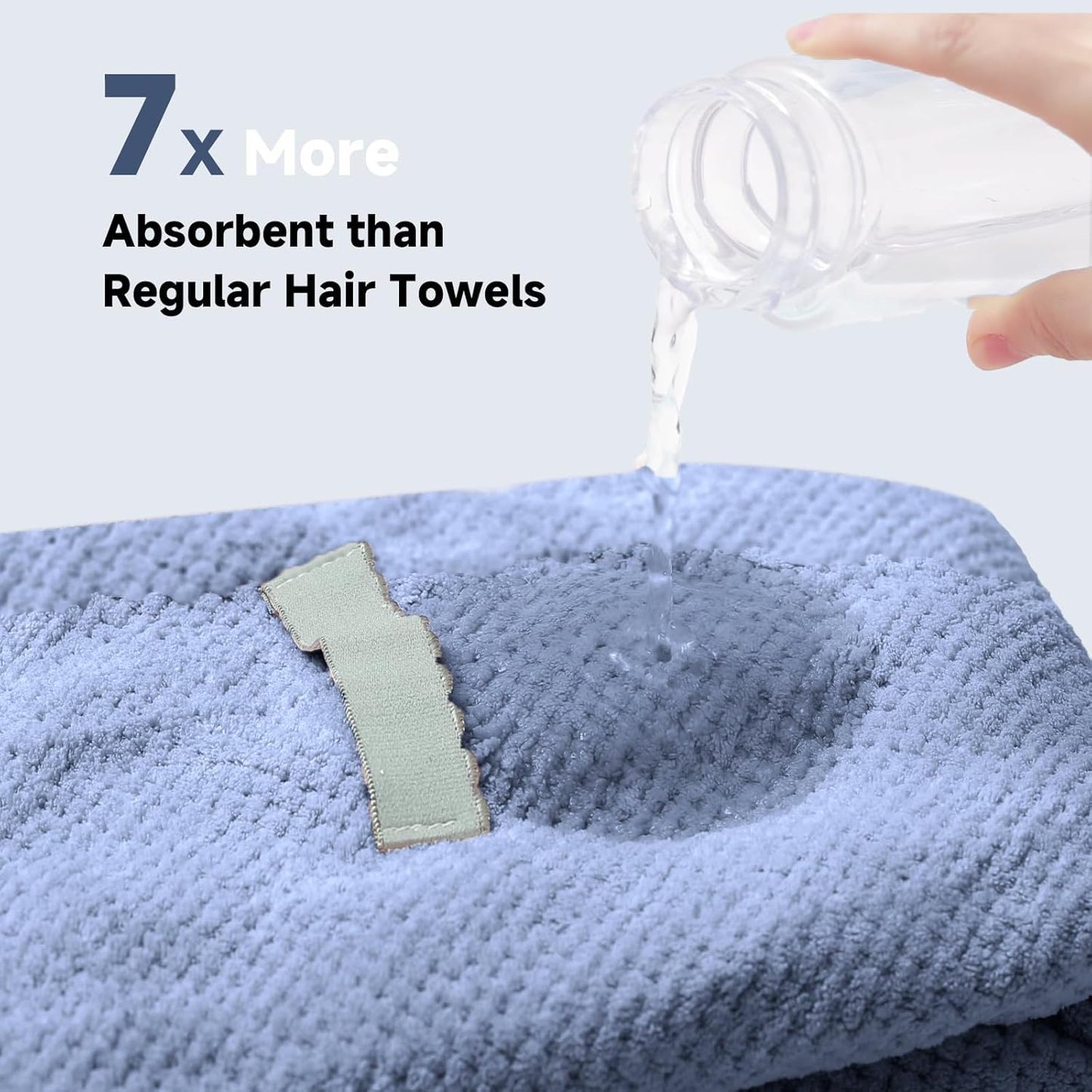 Skiennix Large Microfiber Hair Towel - Ultra Absorbent & Quick Dry for Curly Hair | 24x42 Inches (Blue)
