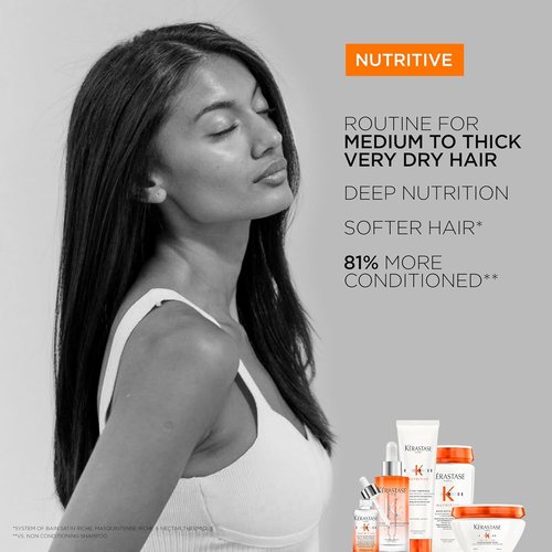 KERASTASE Nutritive Bain Satin Riche Shampoo - Deeply Replenishes Moisture | Plant-Based Proteins & Niacinamide | For Medium to Thick Dry Hair