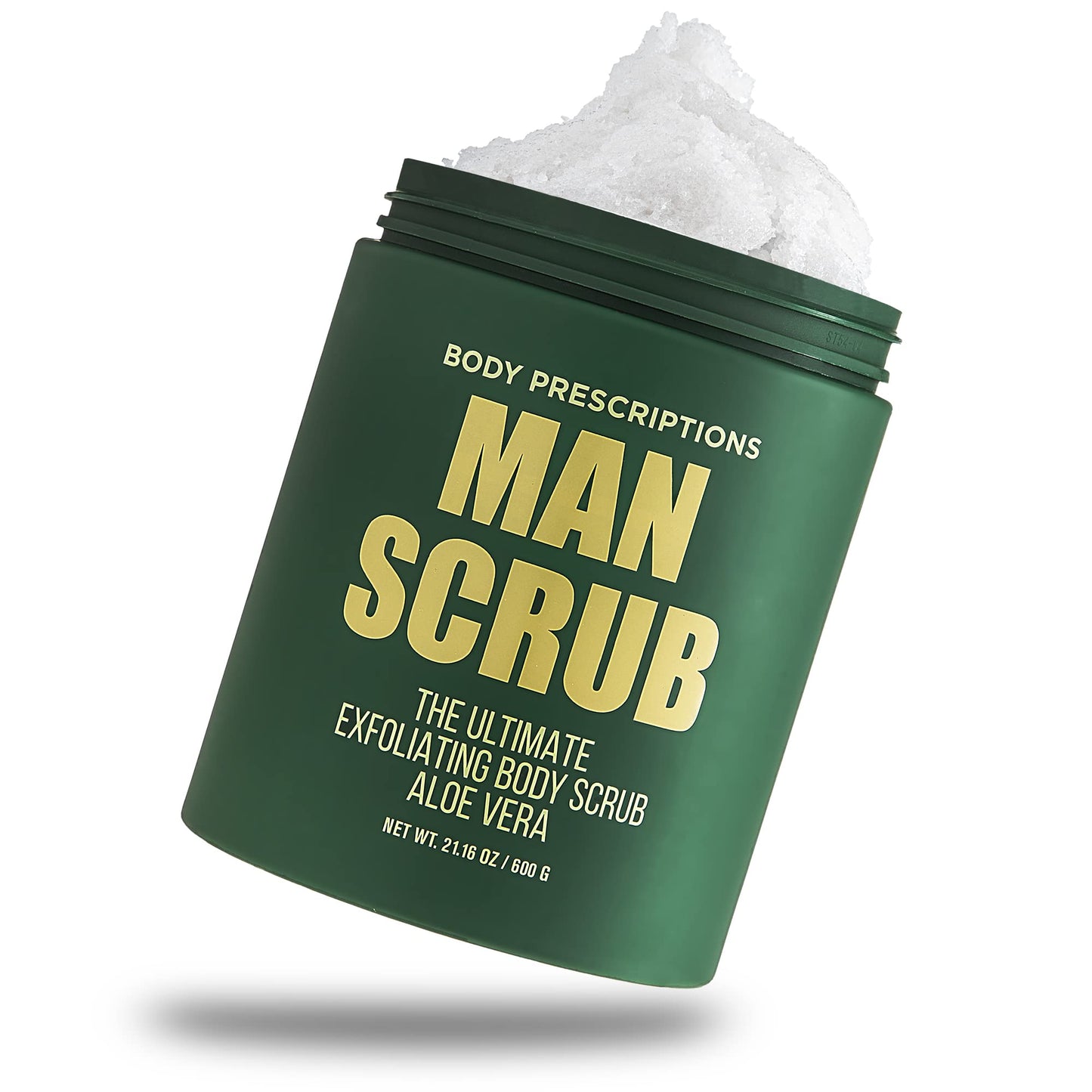 Body Prescriptions Men’s Exfoliating Body Scrub – Ultimate Skin Cleansing Wash in Jar with Twist-Top Lid, For All Skin Types, 21 Ounce (Pack of 4), Aloe Vera