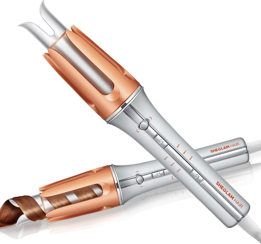 SHEGLAM Automatic Curling Iron - 1 1/4 Inch, Fast Heating, 3 Temperatures, Anti-Scald & Tangle Features