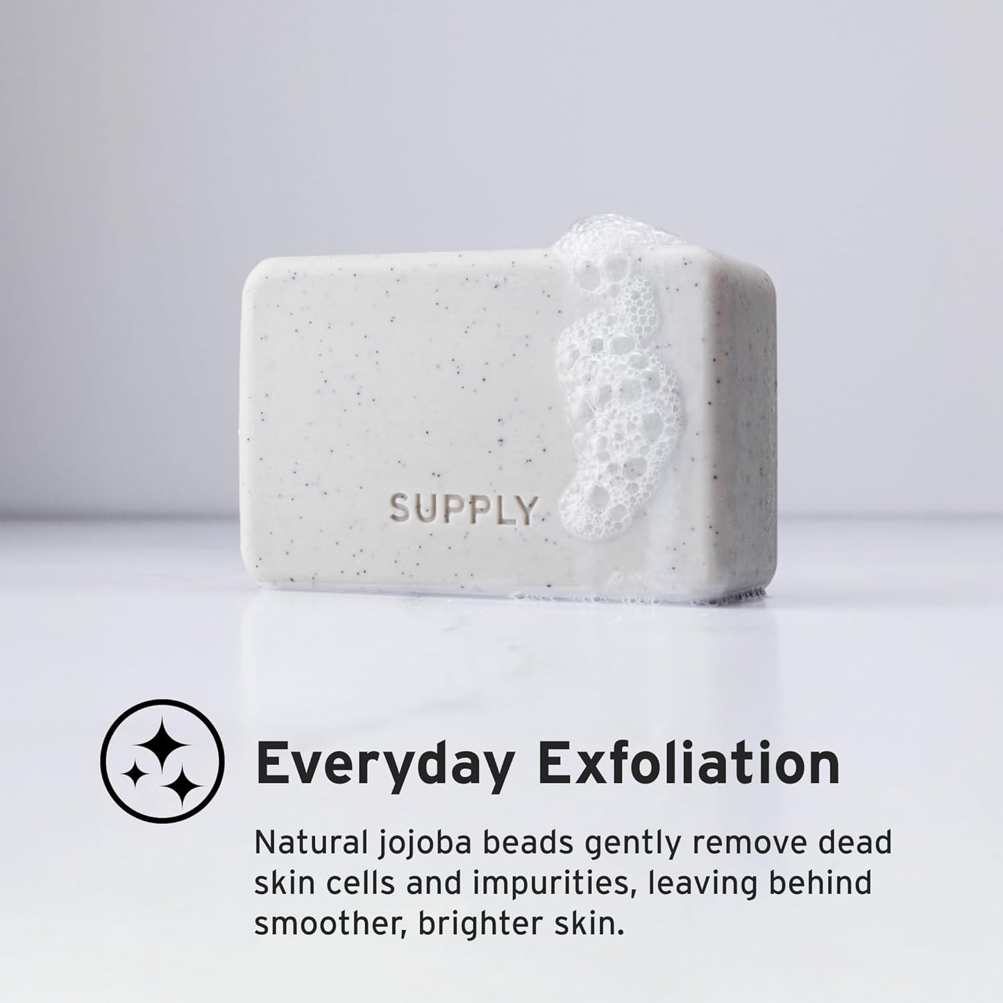 Supply Exfoliating Bar Soap for Men - Deep Cleansing & Moisturizing with Jojoba Beads - 7 oz Hinoki & Amber