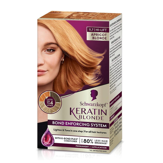 Schwarzkopf Keratin Hair Dye - 11.7 High Lift Apricot Blonde | Professional Permanent Color with Bond Enforcing System & Conditioner
