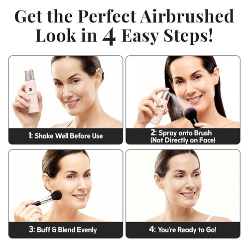 Jerome Alexander MagicMinerals AirBrush Foundation - 2-Piece Set with Kabuki Brush for Smooth, Radiant Skin - Fair Shade
