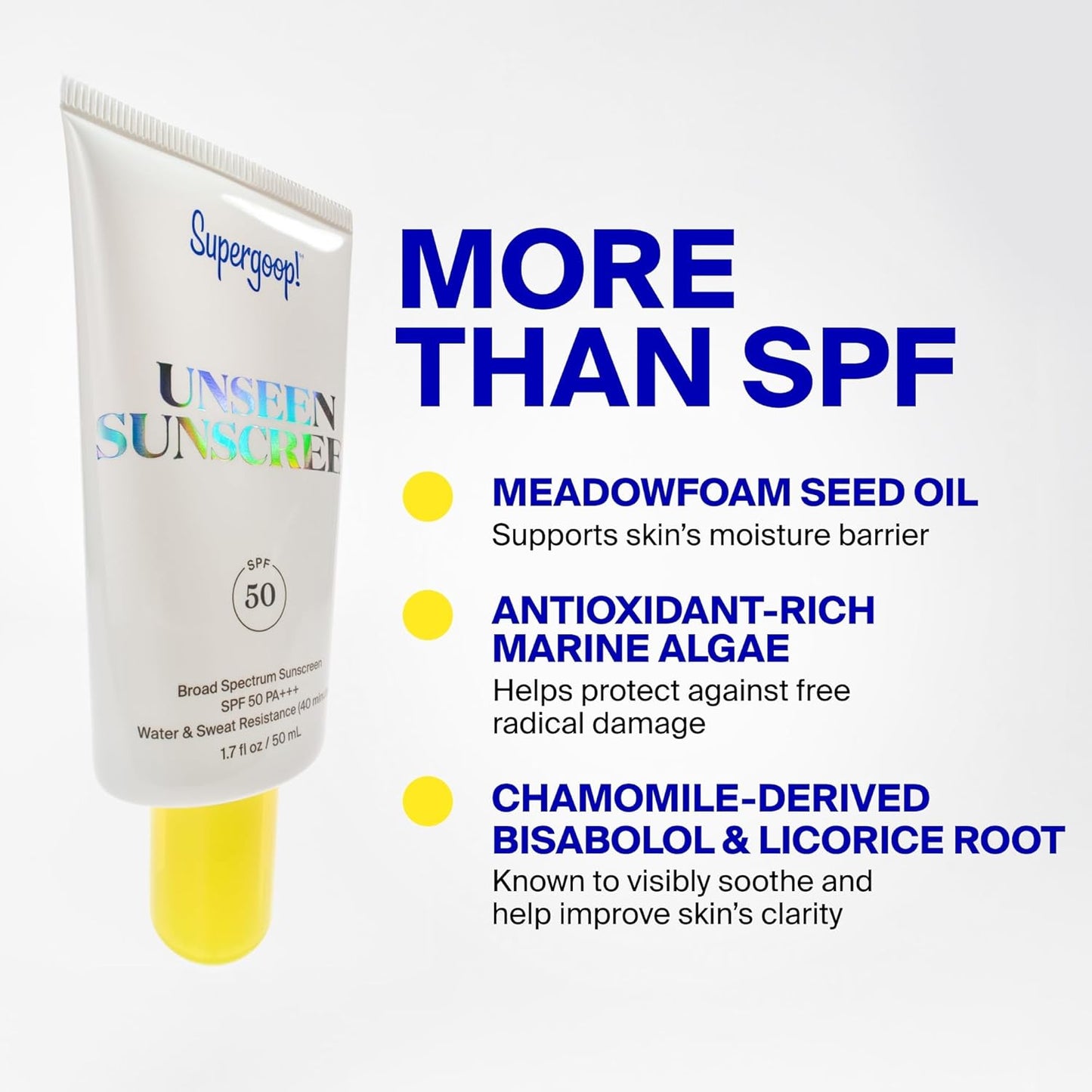 Supergoop! Unseen Sunscreen - SPF 50 Clear & Invisible Face Sunscreen | Weightless, Oil-Free - 1.7 fl oz