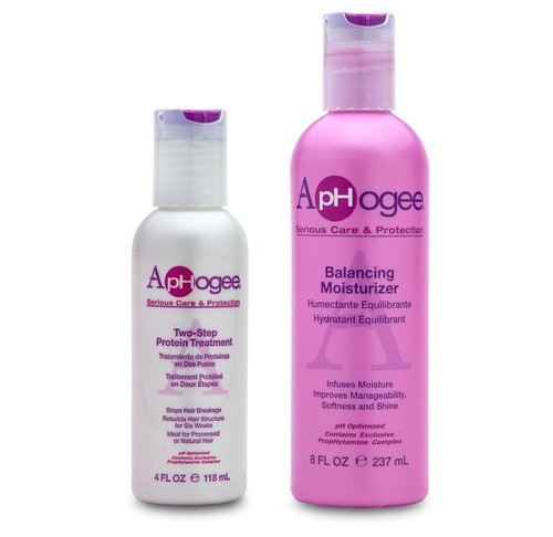 Aphogee Hair Care Double Bundle - Two-Step Protein Treatment (4 fl oz) & Moisturizer (8 fl oz)