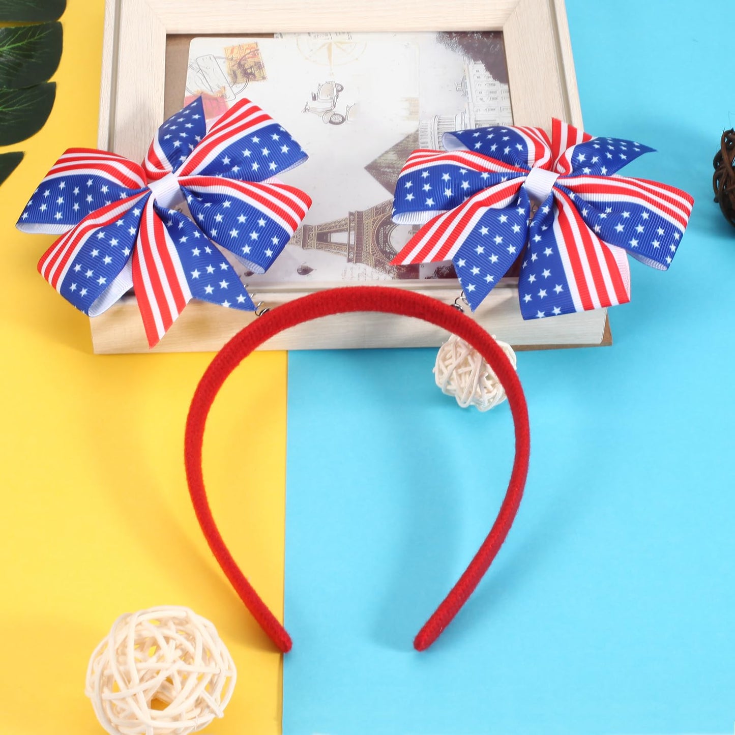 Ardorchid 4th of July Headband Independence Day Hair Accessories Patriotic America USA Flag Red White and Blue Star Party Hair Decoration Cute Elastic Hair Hoop for Women Girls Kids