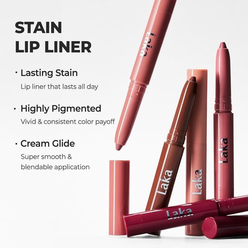 Laka Lip Liner - Rich Cream Glide Texture for Smooth Application | Semi-Matte Finish, 0.02oz #01 Bare Memory
