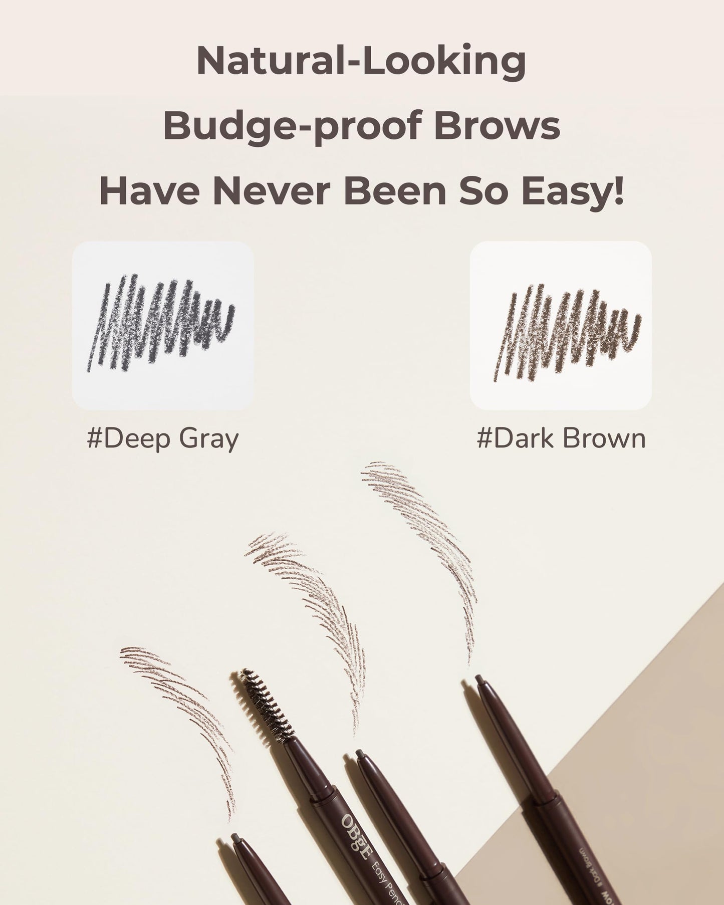 OBgE Easy Pencil Brow (Deep Gray, 0.003oz) - Ultra Fine Eyebrow Pencil with Brush for Precise and Effortless Brow Shaping. Long Lasting Natural Color.