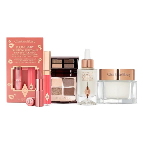 Charlotte Tilbury Holiday Beauty Set - Full-Size Magic Cream & Serum, Golden Goddess Quad | Radiant Glow Gift Collection
