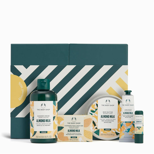 The Body Shop Almond Milk Gift Set | 5-Piece Vegan Collection with Shower Cream, Body Butter & More