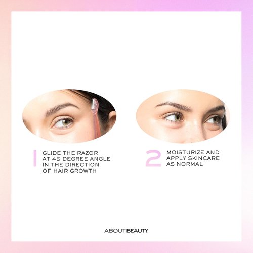 About Face Facial Razor & Eyebrow Shaper - 3 Ct for Peach Fuzz Removal & Precise Eyebrow Shaping