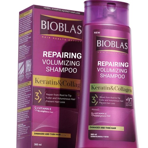 Bioblas Anti-Hair Loss Shampoo - Repairing & Plumping Formula with Keratin & Collagen | 360 ML