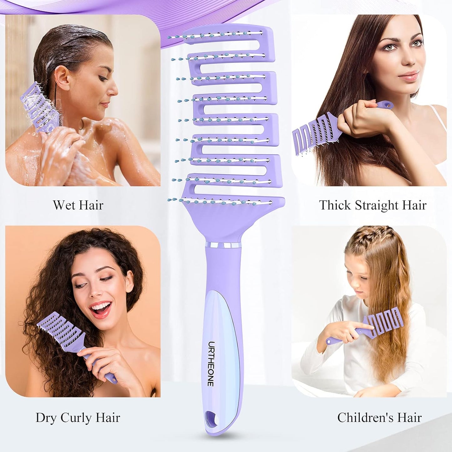 Skiennix Curved Vented Hair Brush - Professional Detangling for All Hair Types | Faster Blow Drying