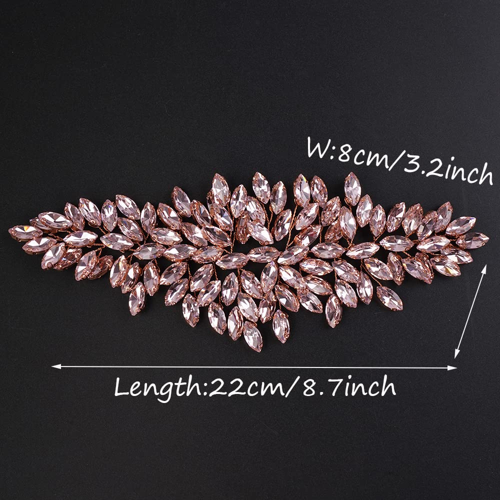 JWICOS Bridal Headband Crystal Wedding Hair Vine Wedding Headpieces for Bride Wedding Hair Accessories for Women and Girls (Rose Gold)