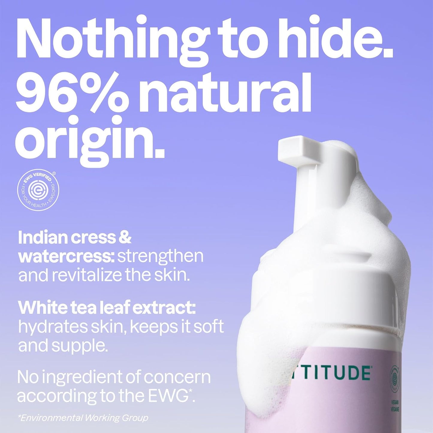 ATTITUDE Micellar Foaming Facial Cleanser - EWG Verified, Vegan Formula with White Tea Leaves | 5 Fl Oz