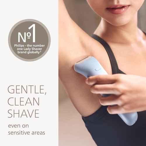 Philips Lady Shaver Series 6000 - Cordless Wet & Dry Electric Shaver with 3-Blade System | 80 Mins Runtime