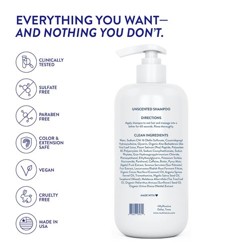 Routine Wellness Anti-Thinning Shampoo - Biotin DHT Blocker for Healthy Hair - Color Safe & Unscented - 14oz