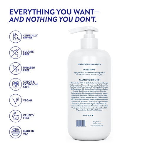 Routine Wellness Anti-Thinning Shampoo for Thinning Hair - Biotin DHT Blocker Women & Men - Color Safe Shampoo for Hair Loss & Healthy Hair - Unscented -14oz