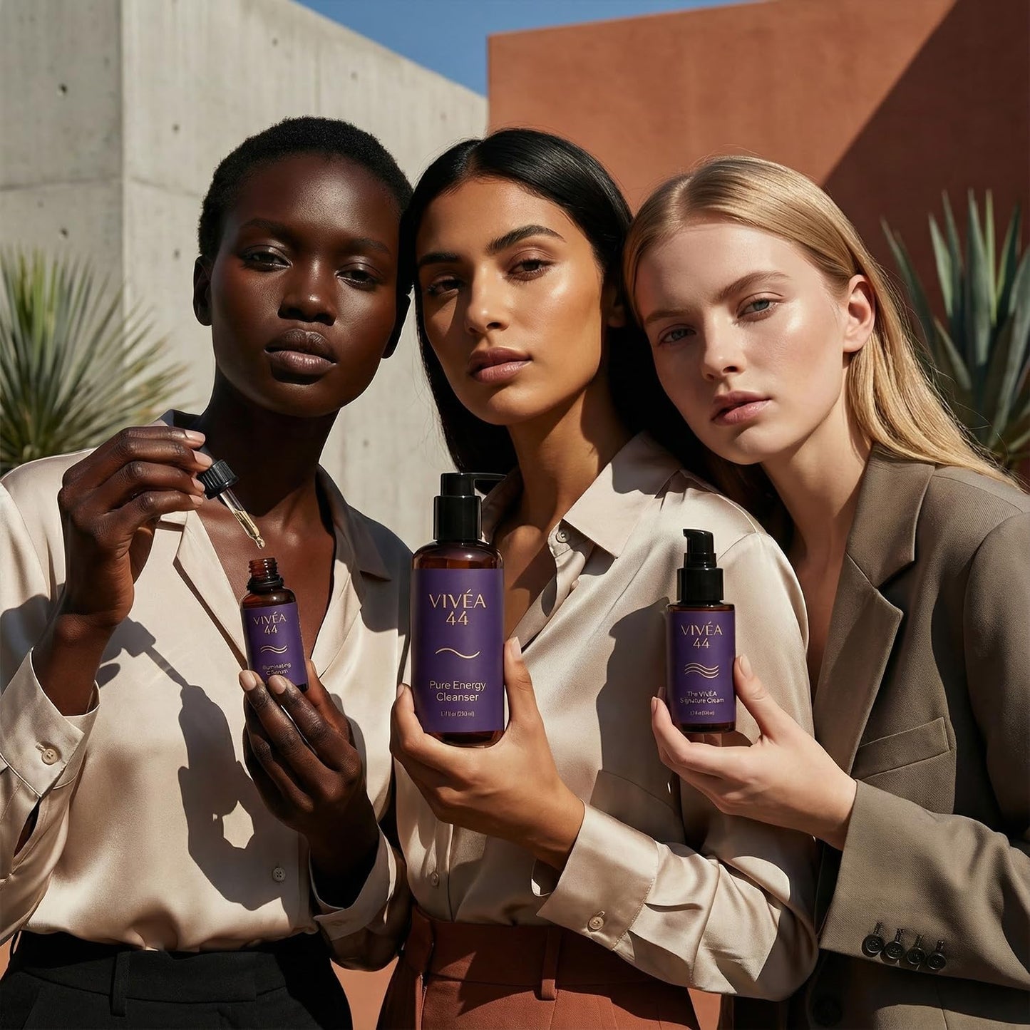 Vivéa Ritual Skincare Set - 3-Piece Daily Hydrating & Brightening Routine with Cleanser, Serum & Moisturizer - Vegan & Cruelty-Free + Gua Sha