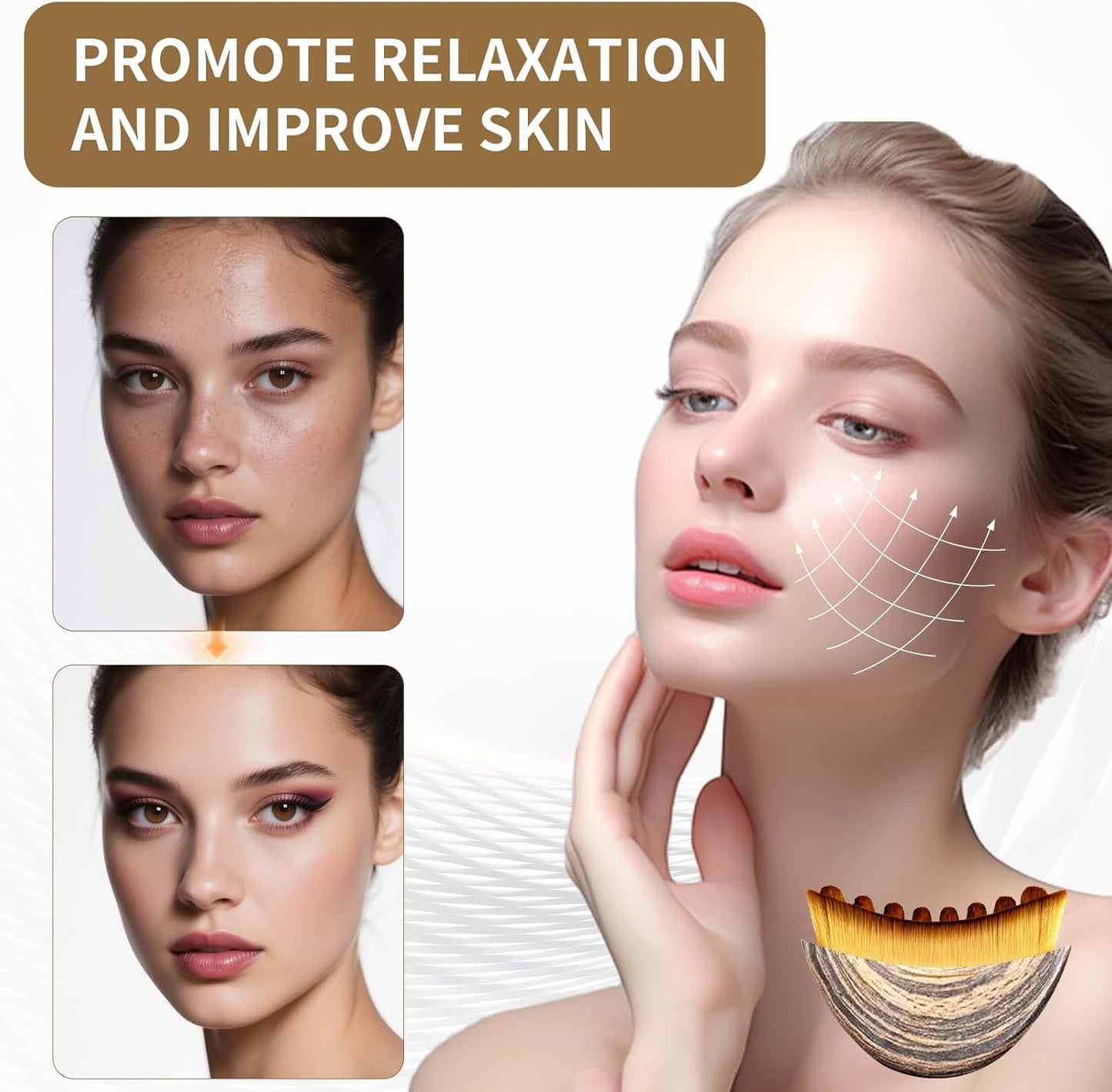 Skiennix Lymphatic Drainage Face Brush - Ergonomic Design for Precise Contouring & Massage