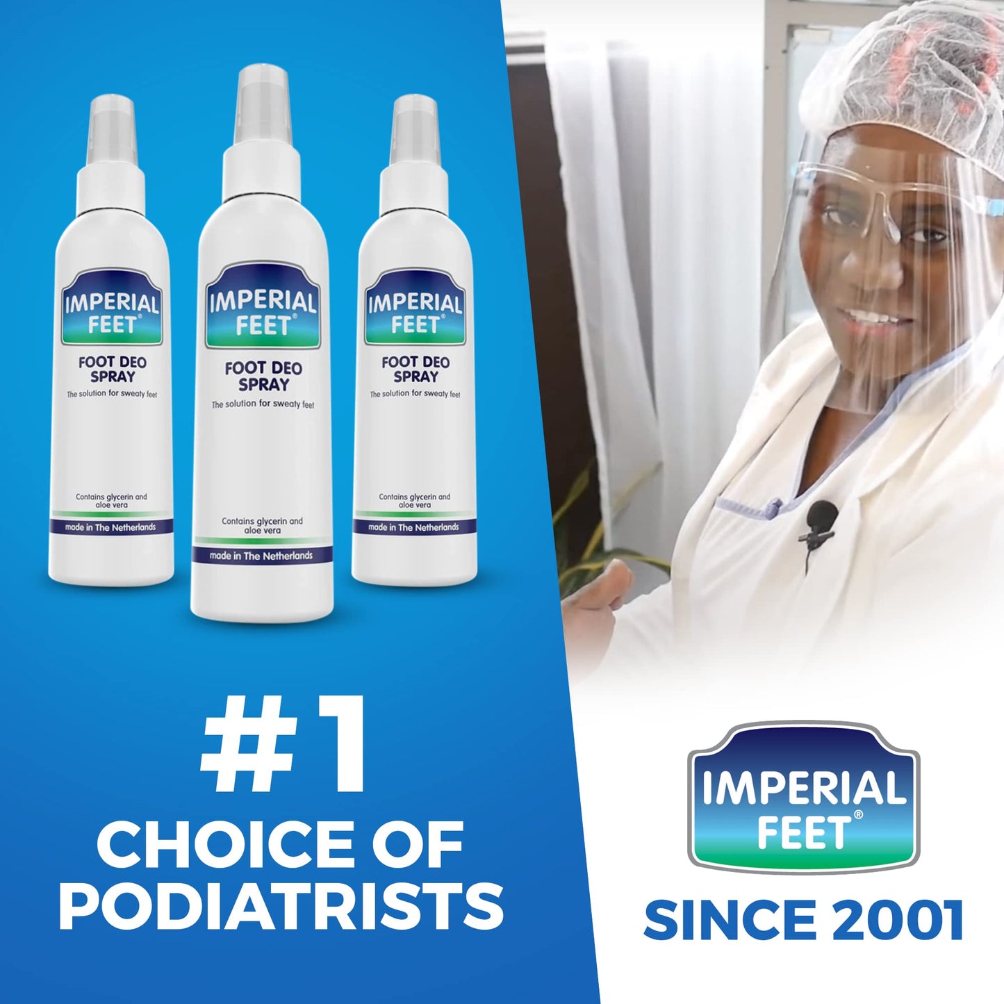 Imperial Feet Foot Deo Spray - Foot & Shoe Deodorizer Spray, Helps Eliminate Smelly Odor & Control Sweat - Antiperspirant Deodorizing Freshener with Mint Scent - Strong, 24-Hour Protection - 150ml