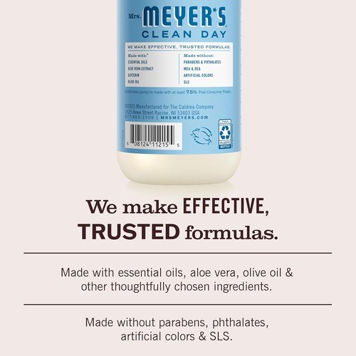 Mrs. Meyer's Clean Day Hand Soap - Rain Water Scent | 12.5 Fl Oz Bottle for Gentle Cleansing