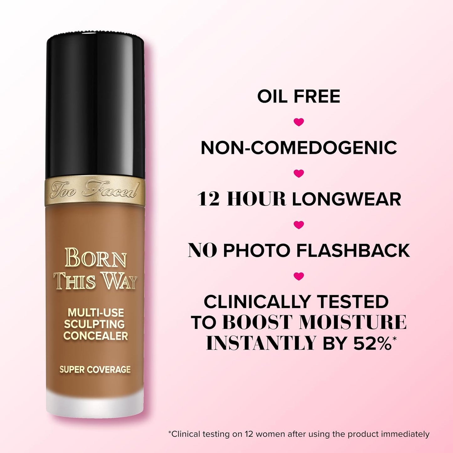 Too Faced Born This Way Concealer - Full Coverage, Non-Comedogenic, Oil-Free | Infused with Hyaluronic Acid, Coconut Water & Alpine Rose