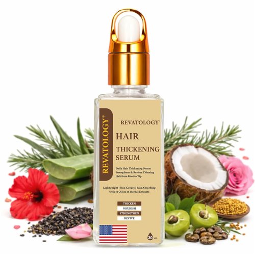 Revatology Hair Thickening Serum - Leave-In Treatment for Thinning Hair & Scalp Care | 30 Botanicals, Rosemary & Biotin