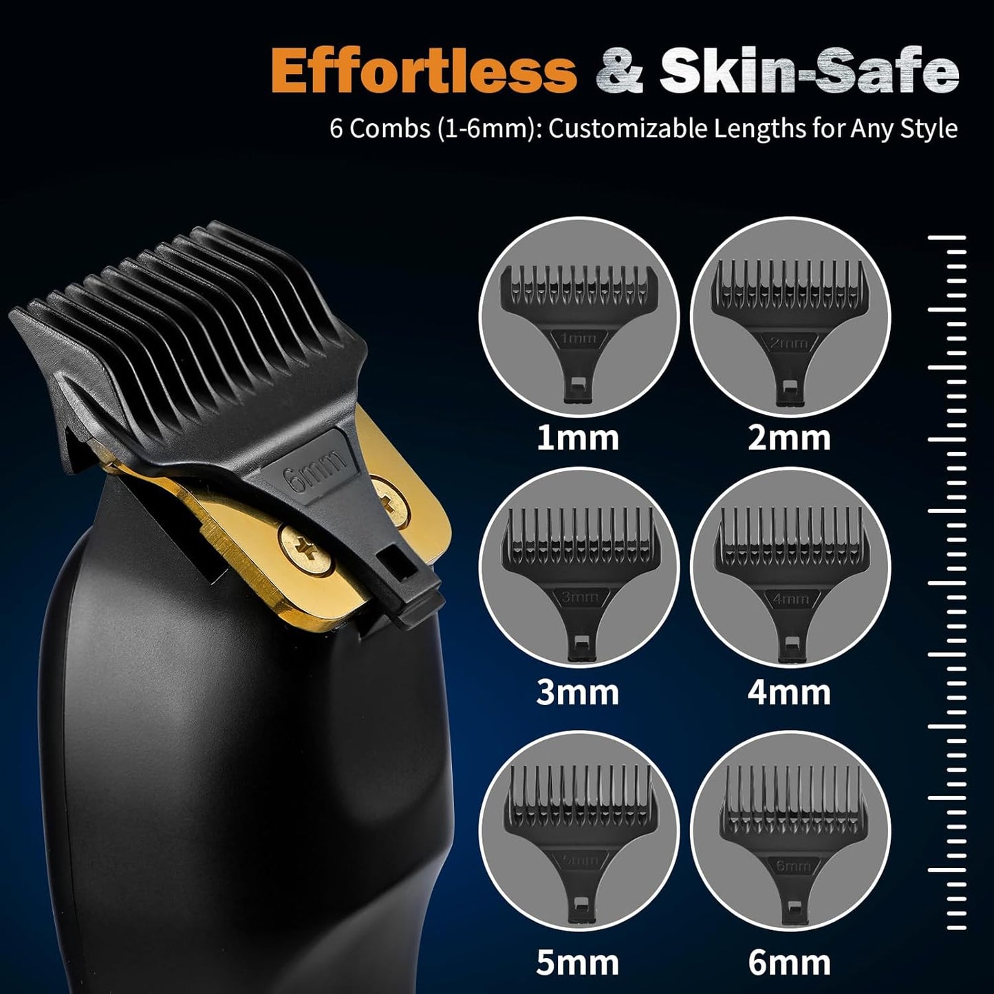 Skiennix Beard Trimmer - Rechargeable Cordless Hair Clippers & Shaver for Men | Ideal for Face, Neck & Manscaping, Black