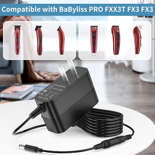 BaByliss PRO FX3 Cordless Hair Trimmer Charger - 12V Adapter Compatible with FX3C & FX3T Models