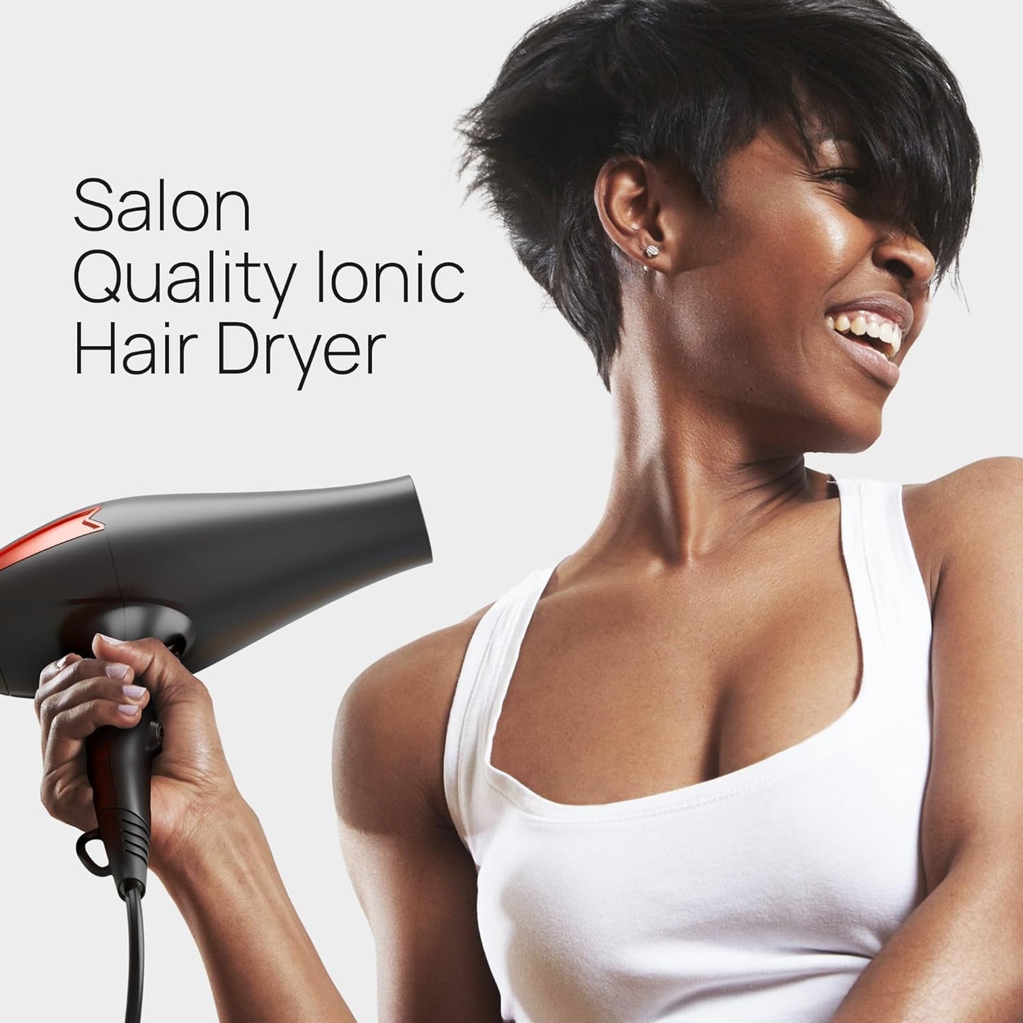 TREZORO Professional Hair Dryer - Ionic Ceramic Tourmaline Technology, 2000W, Fast & Quiet | Black with Nozzles
