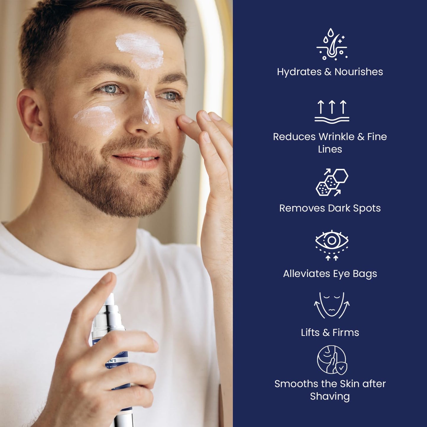 Uttse 6-in-1 Mens Face Moisturizer: Anti Aging Face Cream - Eye Bags Treatment - Skin Care for Men - 1.7 fl oz