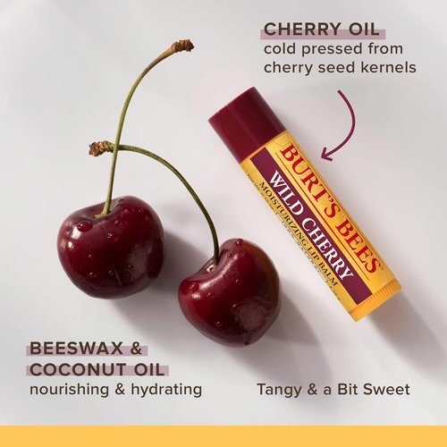 Burt’s Bees Lip Balm - Wild Cherry Flavor | Nourishing 0.15 Ounce Tube for Soft Lips